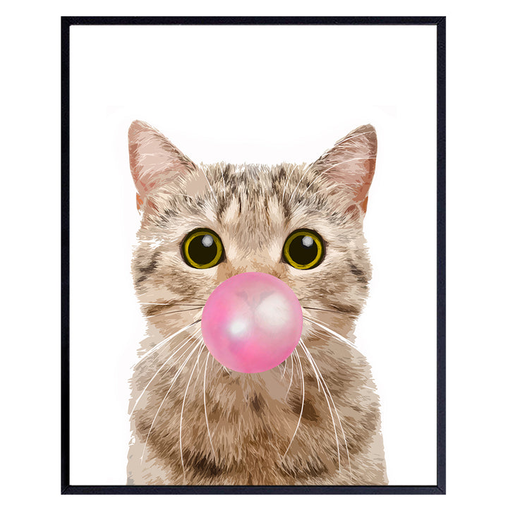 Funny Cat Wall Decor - Cat Gifts for Women - Cat Wall Art - Cat Poster 8x10 - Cat Home Decor - Cat Lover Gifts Wall Decor - Cat Themed Gifts - Kitty Cat Decorations