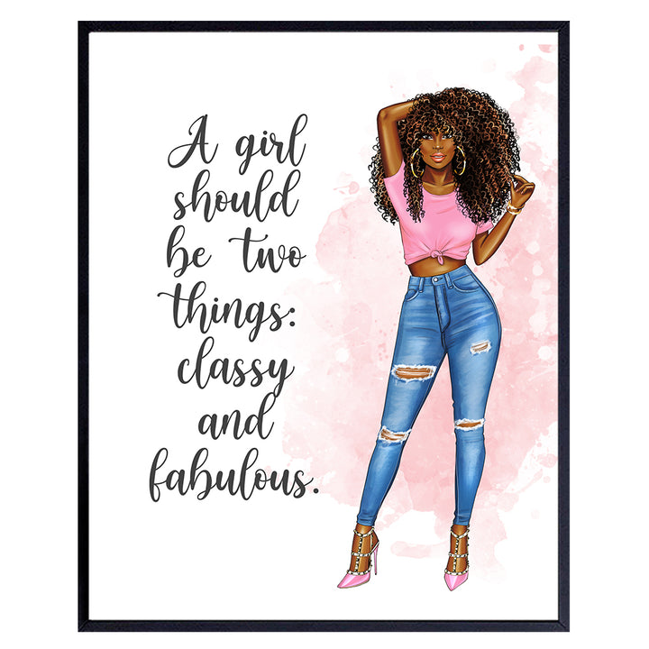 Inspirational Quote for Black African American Women - Glam High Fashion design Wall Decor - Couture Gift for Designer Shoes Fan- Luxury Wall Art - Home decoration for Bathroom, Girls Teens Bedroom