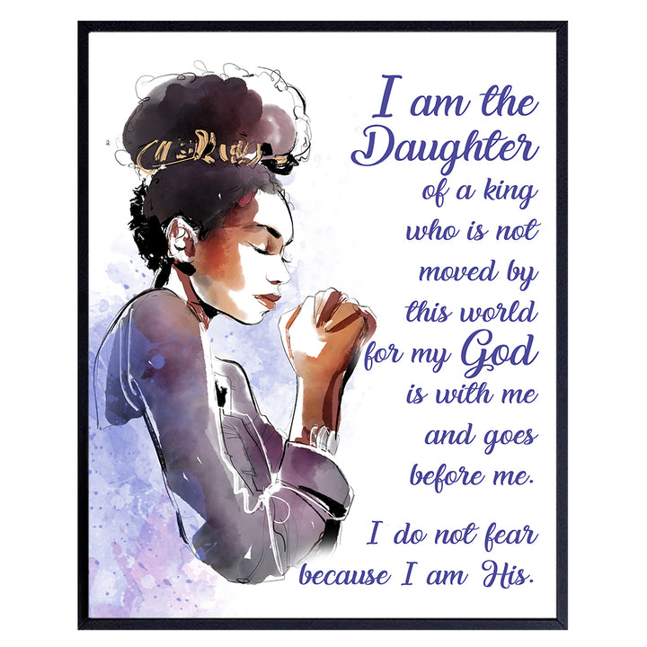 Inspirational Positive Quotes for Black Women, Woman - Inspiring Motivational Quotes Wall Art - African American Wall Decor - Uplifting Christian Religious Gifts for Women - Bible Verse God Posters