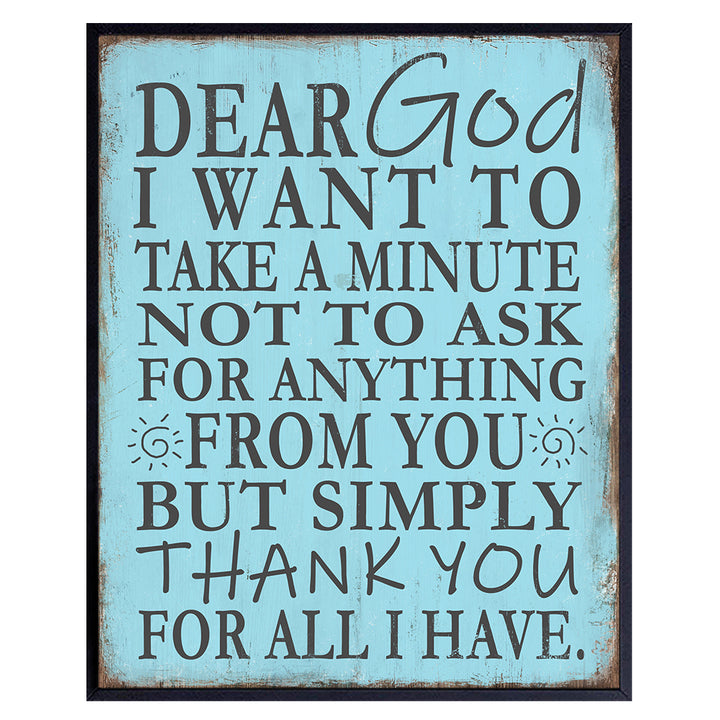 God Wall Decor - Religious Gifts for Women - Christian Gifts - Positive Catholic Wall Art - Inspirational Spiritual Quote - Church Decorations - Light Blue Decor - Grateful Wall Art - Faith Wall Decor