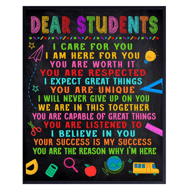 Classroom Decor Gift - Teacher Supplies - School Wall Decor - Positive Inspirational Educational Motivational poster for Kids - Back to School Classroom Wall Art -Classroom Decorations - UNFRAMED 8x10