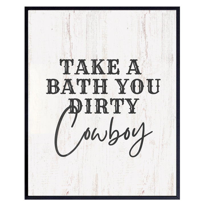 Country Bathroom Wall Decor for Men - Take a Bath You Dirty Cowboy Sign - Boho-chic Farmhouse Bathroom Wall Art - Western Home Decor - Rustic Bathroom Wall Decor - small Modern Bathroom Accessories