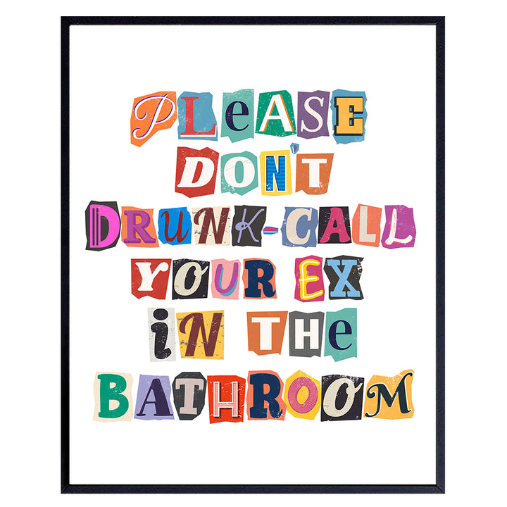 Trendy Bathroom Wall Decor - Cute Bathroom Decor for Women - funny Bathroom Pictures - Preppy Bathroom Wall Art - Funky Boho-chic Modern Bathroom Sign - Indie Pop art Aesthetic Bathroom Decor Wall Art