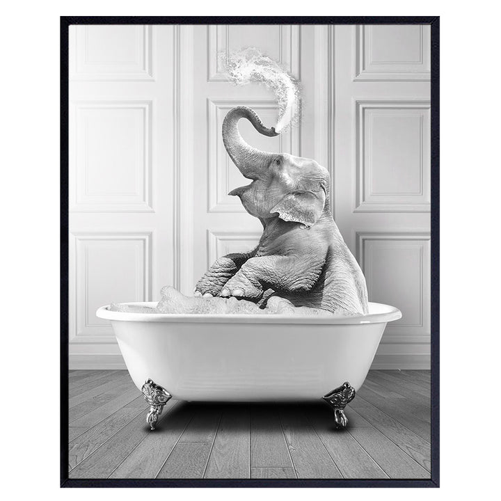 Bathroom Wall Art - Elephant Wall Art - Funny Kids Bathroom Decor - Cute Bathroom Accessories - Bathroom Decorations for Women - Guest Bathroom Pictures Poster Prints - Powder Room - Restroom Sign