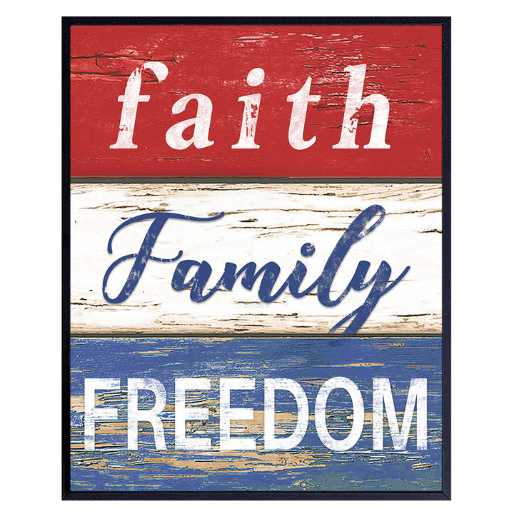 Patriotic Wall Decor - American Flag Wall Decor - Rustic, Country Americana Decor - Religious Wall Decor - God Wall Decor - Christian Wall Art - USA Flag Wall Art - Patriotic Decor - Inspirational