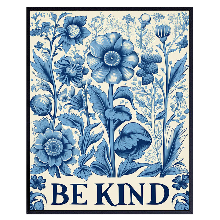 Be Kind Wall Decor - Cute Wall Decor for Women - Aesthetic Room Decor - Living room Decor - Shabby Chic Wall Decor, Inspirational Wall Decor - positive Wall Decor - Garden Wall Art, Blue Bedroom Decor