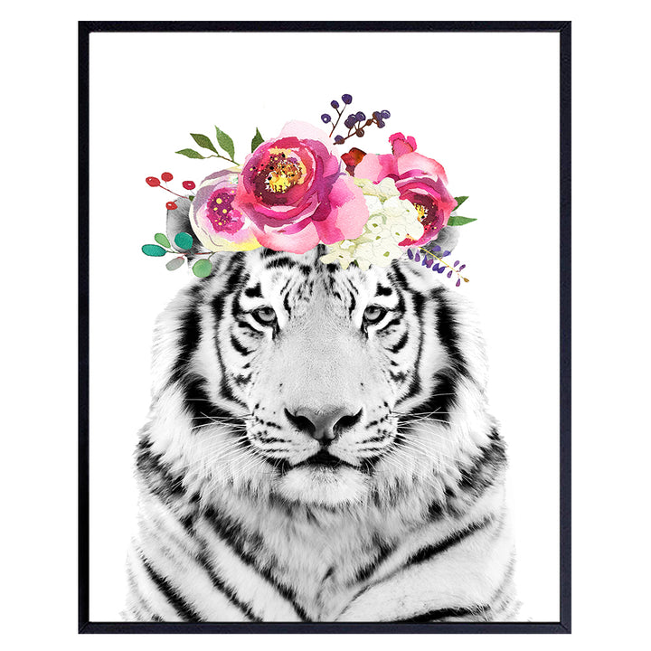 Tiger Wall Art Poster - Tiger Wall Decor Picture Room Decorations - Jungle Animals Home Decor for Women, Girls, Teens or Kids, Living Room, Bedroom, Nursery - Cute Tiger Gifts