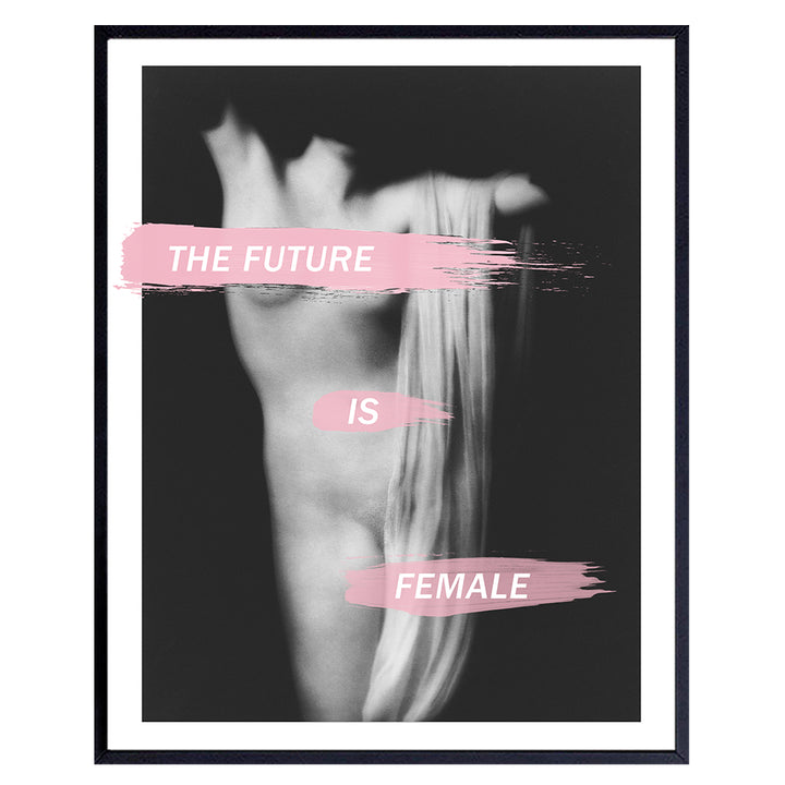 Feminist Wall Art - The Future is Female - Womens Empowerment - Wall Decor for Women, Teens, Girls, Dorm Room - Womens Rights - Lesbian Gifts for Girlfriend - Gay, LGBTQ, Queer, Trans Female - Me Too