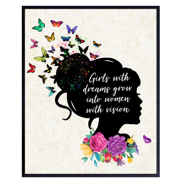 Inspirational Motivational Girls Room Decor - Positive Quotes Sayings Affirmations Wall Art - Toddler Kids Little Girls Bedroom Decor - Encouragement Gifts - Daughter Gifts - Family Wall Decor Poster