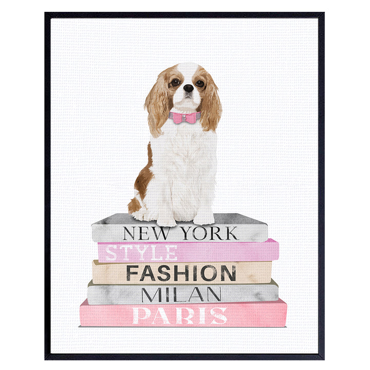 Cavalier King Charles Spaniel Gifts - Glam Wall Decor - High Fashion Wall Art - Luxury Designer Room Decor, Home decoration - Dog Lover Gifts for Women, Girls - Cute Puppy