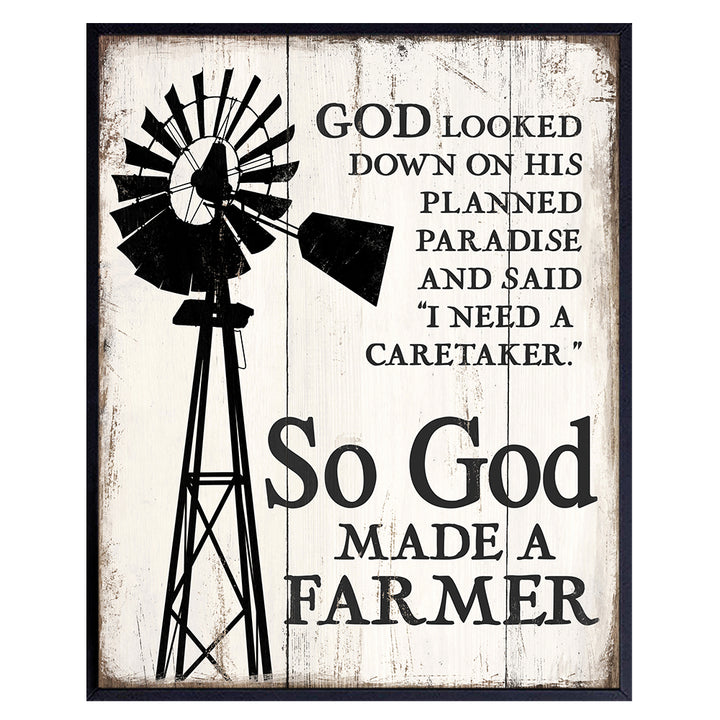 So God Made a Farmer Wall Decor - 8x10 Farm Poster - Farm Wall Art Sign - Farm Pictures - Farm Wall Decor for Living Room, Kitchen - Christian Religious Gifts - Farmhouse Decor - Paul Harvey