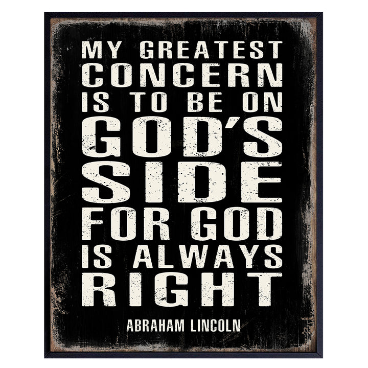 Religious Wall Decor - Motivational Wall Art - God Wall Decor - Christian Gifts for Men - Positive Inspirational Quotes - Abe Lincoln - Abraham Lincoln Poster, 8x10 - Patriotic Wall Decor