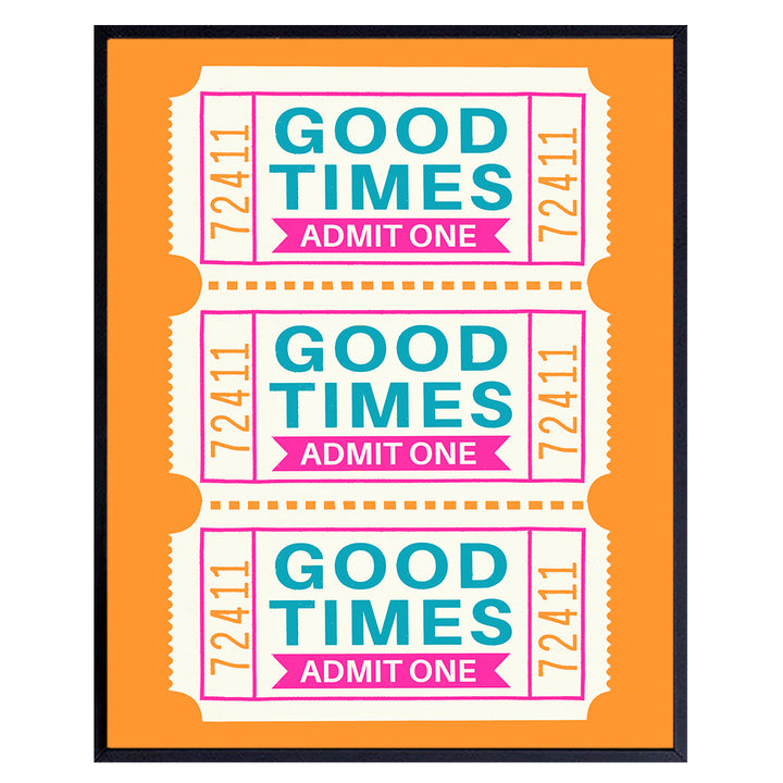 Good Times Trendy Wall Decor - 70s Pop art Retro style Cute Preppy Room Decor - positive Indie Minimalist Wall Art - Funky Wall Art, Eclectic Wall Decor for Women - Chic Home Decor Living room 8x10