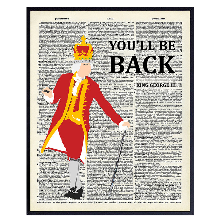 Musical Merch - King George Poster - Lyrics -Merchandise - Revolutionary War American History Gift - Upcycled Dictionary Wall Art Decor - 8x10 Unframed print