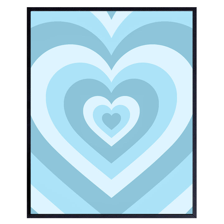 Light Blue Heart Wall Decor - Baby Blue Love Decor - 70s Pop art Trendy Room Decor - Aesthetic Minimalist Decor - Baby Boy Nursery Decor - Modern art Wall Art - Bedroom Decor for Women Girl Woman Teen