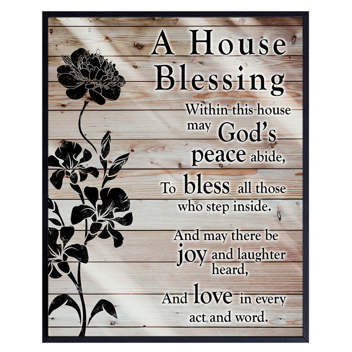 House Blessing - Christian Wall Art - Religious Housewarming Gifts for Women, Pastor, Minister - Blessed Wall Art - Inspirational Wall Decor - Bible Verse Wall Decor - Plaque Sign Unframed Picture