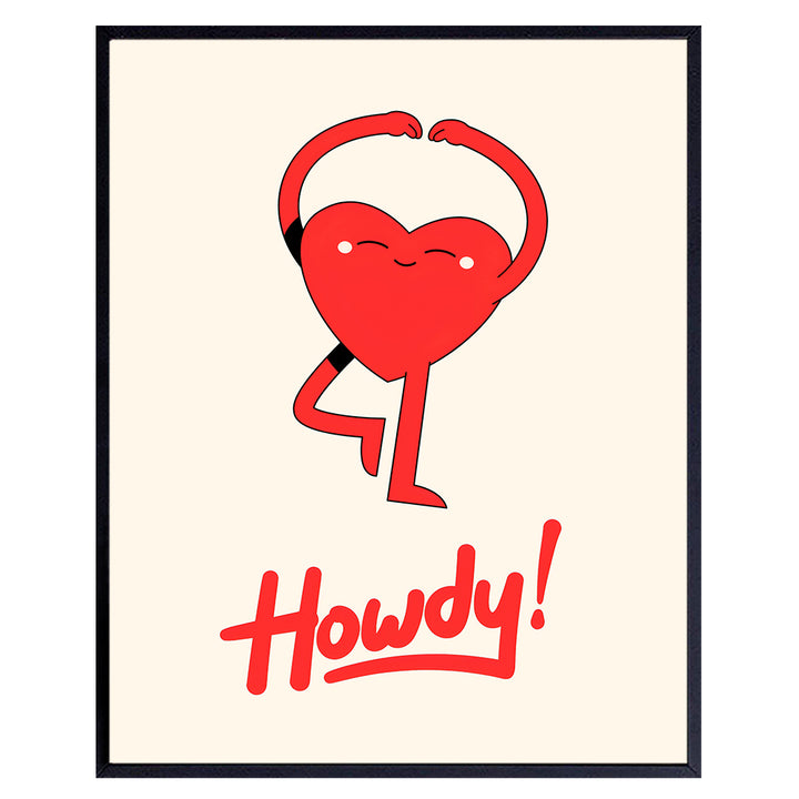 Retro style Love Wall Decor - Cute Heart Wall Art - Trendy Home Decor - Preppy Wall Art - Happy Home Decor - Funky Wall Art - Indie Eclectic 70s Retro Aesthetic Room Decor - Howdy Pop art Poster