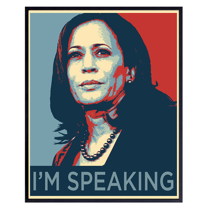 Kamala Harris Poster 8x10 - Inspirational Wall Art - Motivational Decor - Afro African American Women, Girls - Madam Vice President - Classroom Decor - Black Art - Feminist Wall Decor -Patriotic Gifts