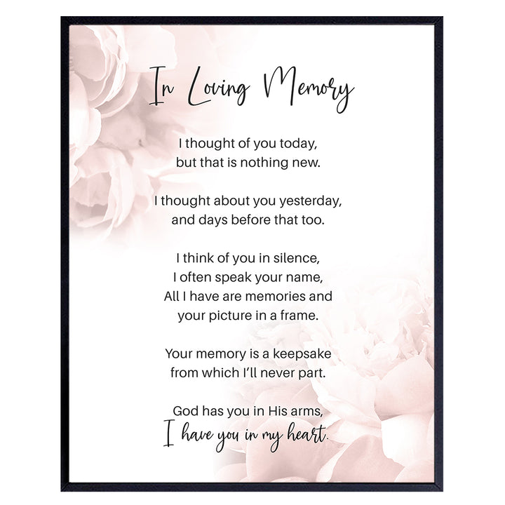 In Loving Memory Gifts - In Memory of Loved One Gifts - Uplifting Inspirational Positive Quotes Wall Art Decor - Bereavement Gifts - Memorial Gifts - Dog Pet Cat Remembrance Gifts- Encouragement Gifts