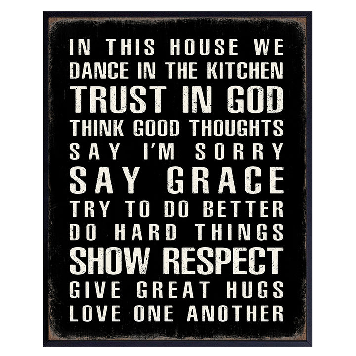 Family Signs for Home Decor Poster - 8x10 Christian Art - Religious Decor - Family Home Decor - Motivational Sayings - Inspirational Quotes - God Decor - Funny Quotes Wall Decor - Family Rules