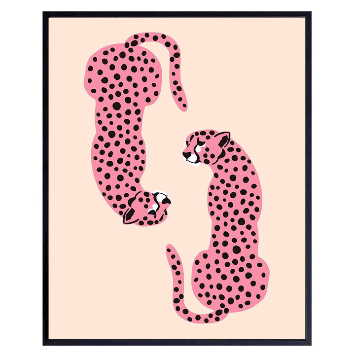 Cheetah Print Wall Decor - Cheetah Wall Art - Aesthetic Room Decor - Minimalist Mid-century Modern Wall Art & Decor - Leopard Home Decor - Pink Teens Little Girls Women Bedroom Decor UNFRAMED 8X10