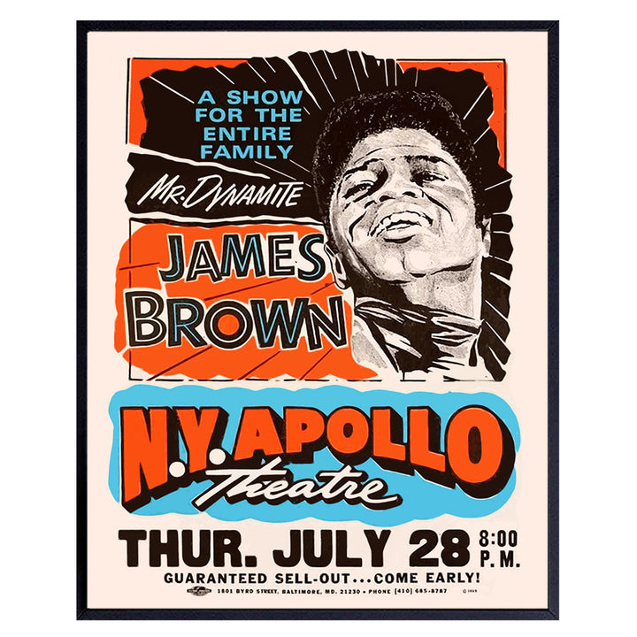 James Brown Poster - Soul Music - African American Wall Art - Black History - Black Culture - Famous African American Women Wall Decor - Black Music - Vintage Concert Posters - Afro Wall Art