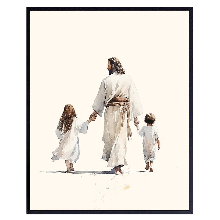 Jesus Christ Christian Wall Art & Decor - Religious Wall Decor - Kids Bedroom Baby Nursery Girls Boys Room - Jesus Wall Decor Poster Picture - spiritual Gifts - God Wall Art - Inspirational Home Decor