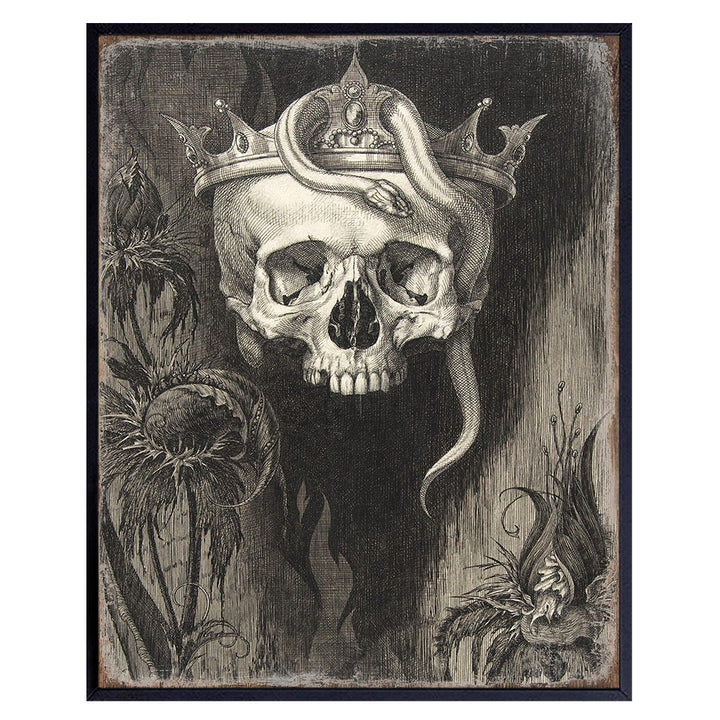 Gothic Wall Art & Decor - Goth Room Decor - Pagan Gifts - Wicca Wiccan Witchcraft Supplies - Creepy Scary Living Room Decorations - Medieval Midevil Decor - Spooky Skull Wall Decor Poster 8x10Unframed