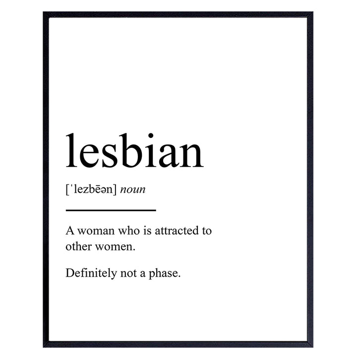 Lesbian Wall Art & Decor - Lesbian Pride - Cute Lesbian Gifts for Couple - Lesbian Bachelorette Party Decorations - Lesbian Stuff for Gay, Queer, Bi, LBGTQ Women, Teen Girls - Funny Definition