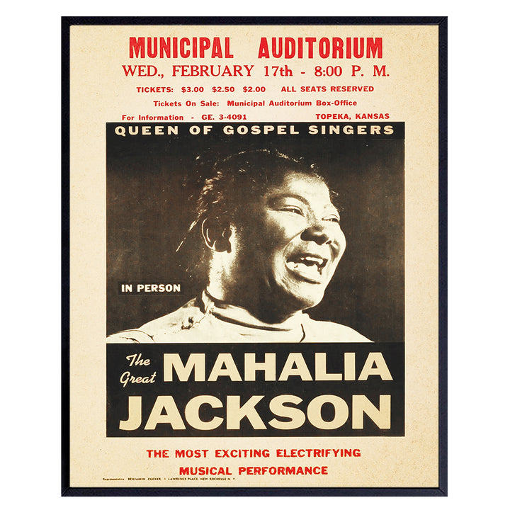 Mahalia Jackson Poster - Gospel Music - African American Wall Art - Black History - Black Culture - Famous African American Women Wall Decor - Black Music - Vintage Concert Posters - Afro Wall Art