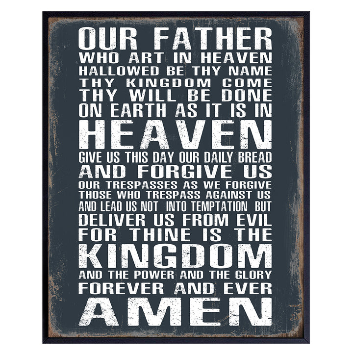 The Lords Prayer Wall Art - Religious Gifts for Men, Guys - Christian Gifts for Men, Boys - Spiritual Catholic Gifts for Men - Rustic Man Cave Decor, Boys Bedroom, Home Office - Catholic Gifts for Men