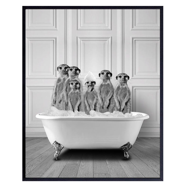 Bathroom Wall Decor - Funny Bathroom Decor - Bathroom Wall Art - Meerkat Bathroom Decorations Pictures - Bath Wall Decor - Modern Bathroom Accessories - Guest Bathroom - Restroom Sign - Powder Room