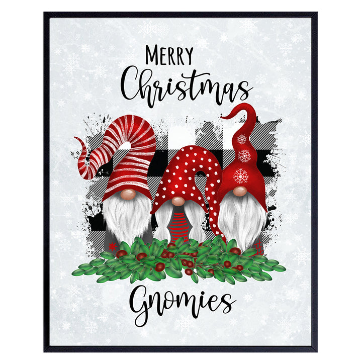 Merry Christmas Decorations - Xmas Decorations - Holiday Home Decor Wall Art - Cute Country Christmas Decorations - Funny Christmas Decorations - Santa Clause Gnome Wall Decor Poster 8x10