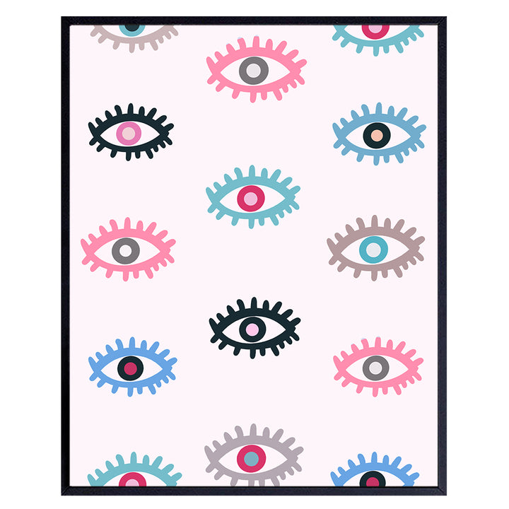 Evil eye Room Decor - VSCO Home Decor - Preppy Room Decor - Pink Aesthetic Room Decor - Trendy Wall Art - Girls Bedroom - Minimalist Poster - Cute Indie Room Decor - Yellowbird Art & Design UNFRAMED