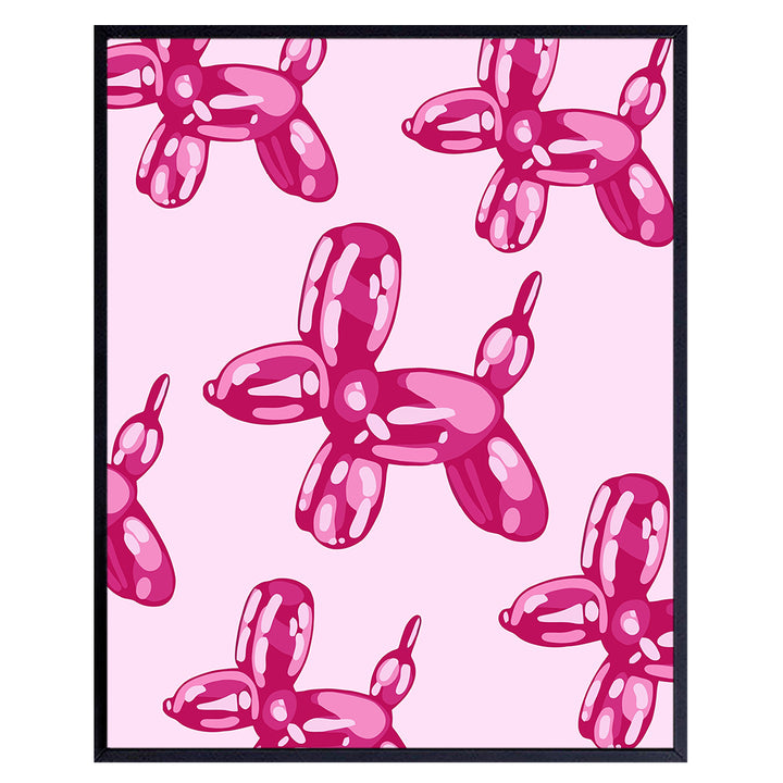 Balloon Dog Wall Art - Aesthetics Contemporary art - Preppy Room Decor - Pink Bedroom Decor for Woman - Minimalism Modern art Poster - Girl Teen Room Decor - Pop art decoration UNFRAMED 8x10