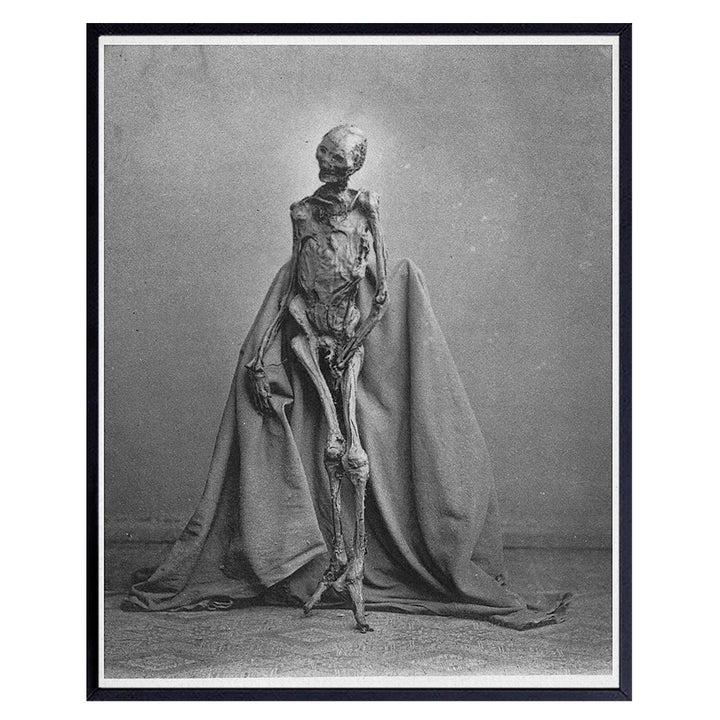 Skeleton Decor - Skull Wall Art - Goth Wall Art - Skull Wall Decor - Pagan Decor - Paganism Gifts - Gothic Home Decoration - Black Magic Accessories - Human Anatomy Picture - Creepy Vintage Photo