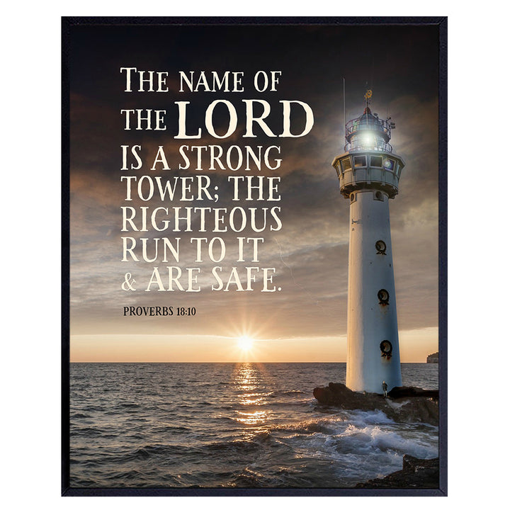 Religious Wall Decor - Lighthouse Wall Art - Catholic Christian Gifts for Men - God Wall Decor - Inspirational Motivational Proverbs - Spiritual Wall Decor - Scripture Wall Art -Masculine Christianity