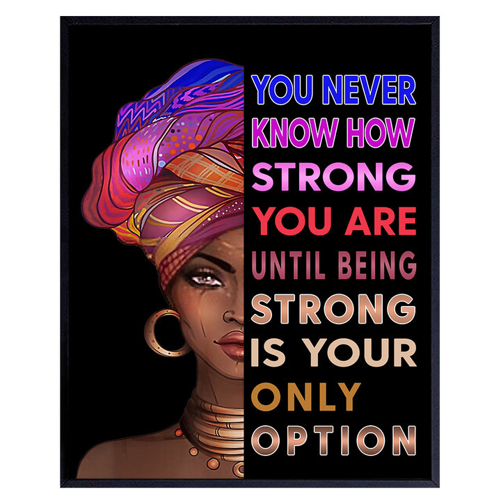 Inspirational African American Wall Art & Decor - African American Women - Motivational poster for Black Girls Teens Bedroom Living room - Encouragement Gifts for Women - Positive Quotes Wall Art