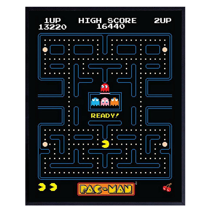 Pacman Arcade Game Poster - 8x10 Pac Man Wall Decor - Cool Unique Gift for Boys, Men, Gamer, Video Game, Arcade Games, Xbox, Nintendo, Gaming Fan - Game Room Decor