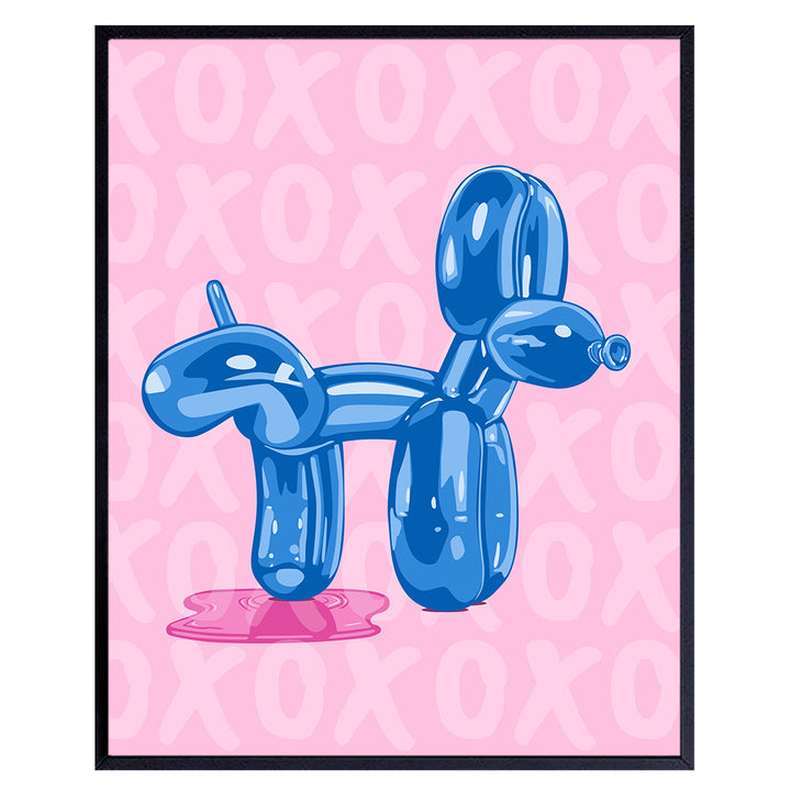 Balloon Dog Bathroom Wall Art - Funny Blue Bathroom Decor - Contemporary Modern art Pop art Poster - Cute Aesthetic Room Decor - Preppy Wall Art - Pink VSCO Trendy Wall Art - Yellowbird Art & Design