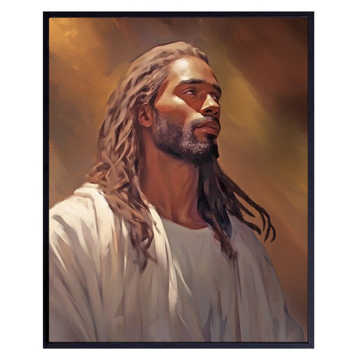 Jesus Christ Black Art - African Americans Wall Art - Christian Wall Art & Decor - Religious Wall Decor - Inspirational inspiring spiritual Christian Gifts for Black women, Men - Jesus Wall Decor