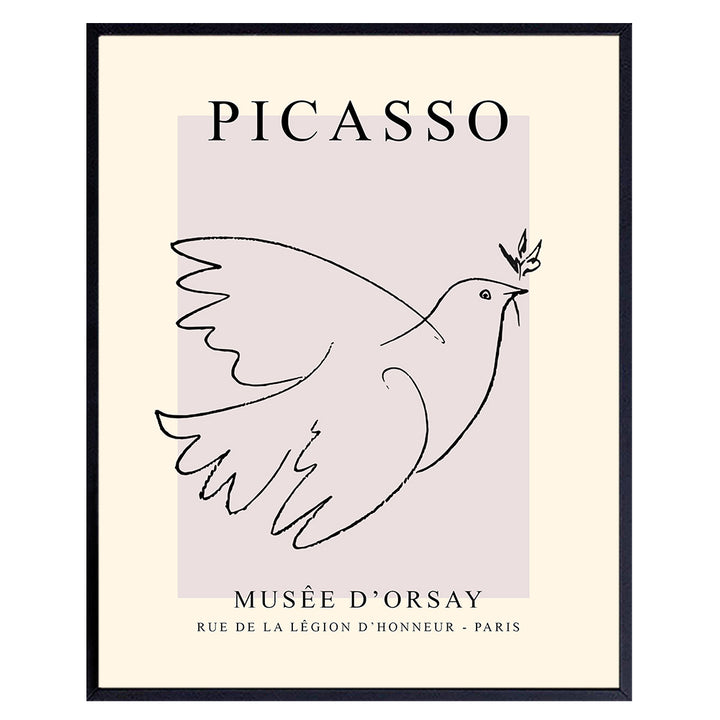 Pablo Picasso Wall Art & Decor - Pablo Picasso Poster 8x10 - Picasso Wall Art - Dove of Peace Picasso - Pablo Picasso Prints - Gallery Wall Art - Museum Poster - The Impressionists Decor - Pink