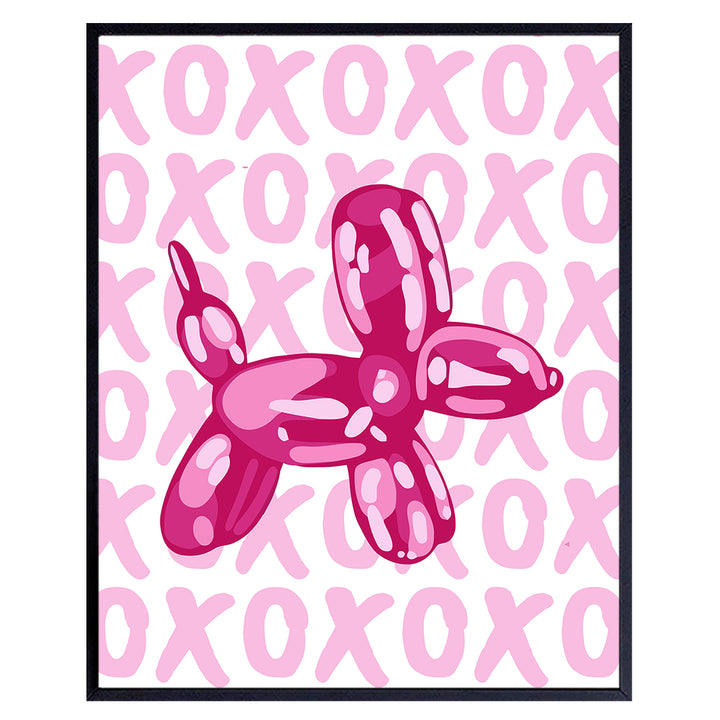 Balloon Dog Wall Art & Decor - Aesthetic Room Decor - Preppy Room Decor - Bedroom Decor for Women - Pink Minimalist Modern Wall Art Poster - Girls Teen Room Decor - Dorm Room Decor UNFRAMED 8x10