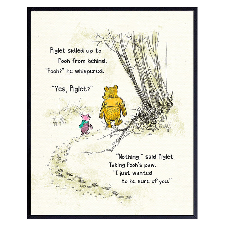 Winnie Pooh A. A. Milne Wall Art Poster 11x14 - Kids Wall Art - Boys Room Decor - Little Girls Bedroom Decor - Baby Nursery Decor - Wall Decor for Toddlers - Inspirational Positive Quotes Picture Gift