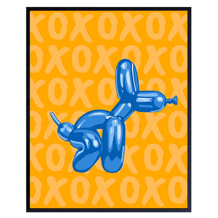 Balloon Dog funny Bathroom Decor - Restroom Sign Preppy Wall Decor - Trendy Wall Decor - Modern Bathroom Decorations - XO Wall Decor - 60s Decor, 70s Maximalist Wall Art - Orange Blue Funky Wall Decor