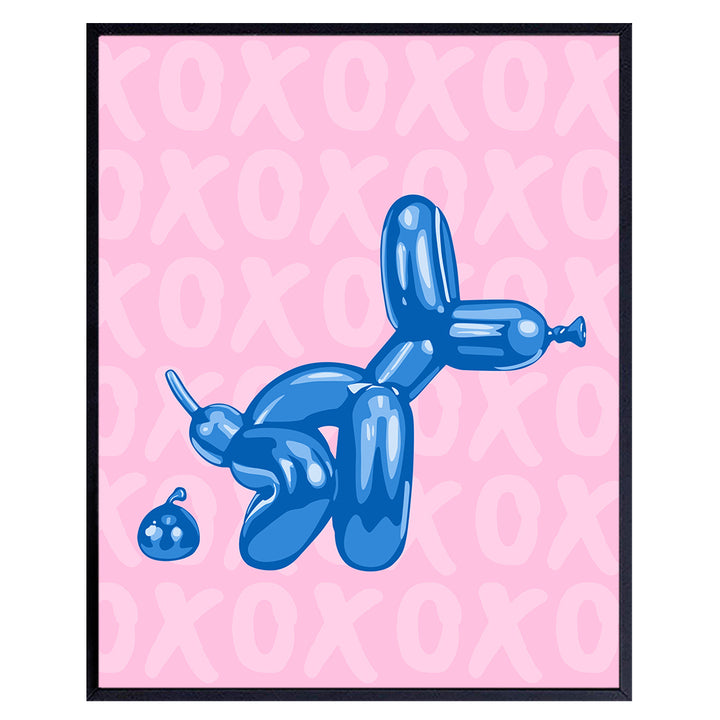 Pink Blue Bathroom Decor - Funny Bathroom Wall Art - Cute Aesthetic Room Decor - Preppy Room Decor - Yellowbird Art & Design Balloon Dog Pop art Minimalist Modern art Poster - VSCO Dorm Room Decor