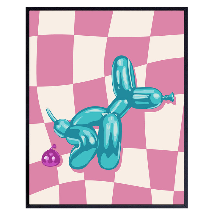 Balloon Dog funny Bathroom Decor - Cute Light Blue Purple Wall Decor for Contemporary Bedroom Decor Aesthetic - small Apartment Decor for College Dorm, Teen Girls Room, Women - Trendy Preppy Pop art