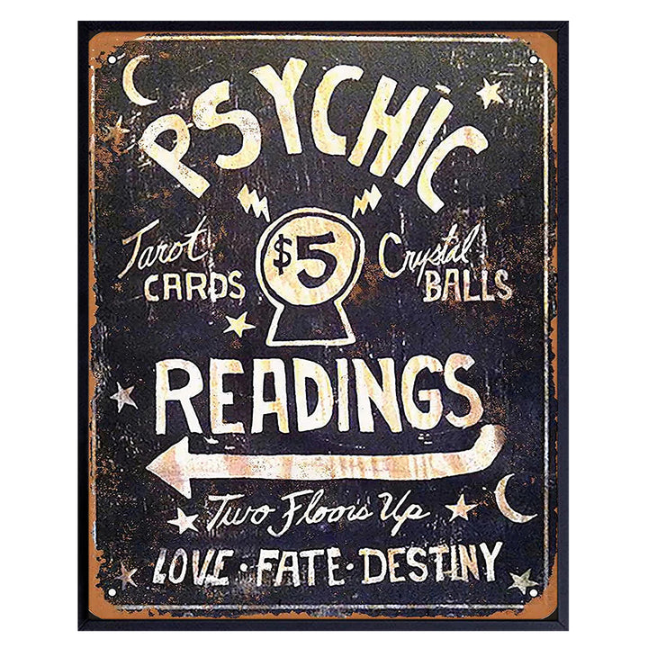 Psychic Reading Wall Art & Decor - Fortune Teller, Tarot Cards, Crystal Ball Picture Print Sign Plaque - Vintage Rustic Occult Home Decor - 8x10 Poster - Bedroom, Living Room, Office - Women, Men