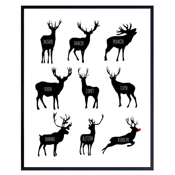 Black Christmas Decorations - Rudolph the Red Nose Reindeer Decorations - Holiday Decorations - Xmas Decorations - Cute Christmas Decorations - Christmas Wall Decor Poster - Christmas Wall Art