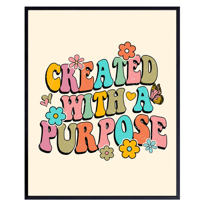 70s Hippie positive Wall Decor - Inspirational Quotes Boho Wall Art - Encouraging Bedroom Decor for Women - Hipster Woman Wall Decor - Retro Vintage Motivational poster - spiritual Gifts for Girls